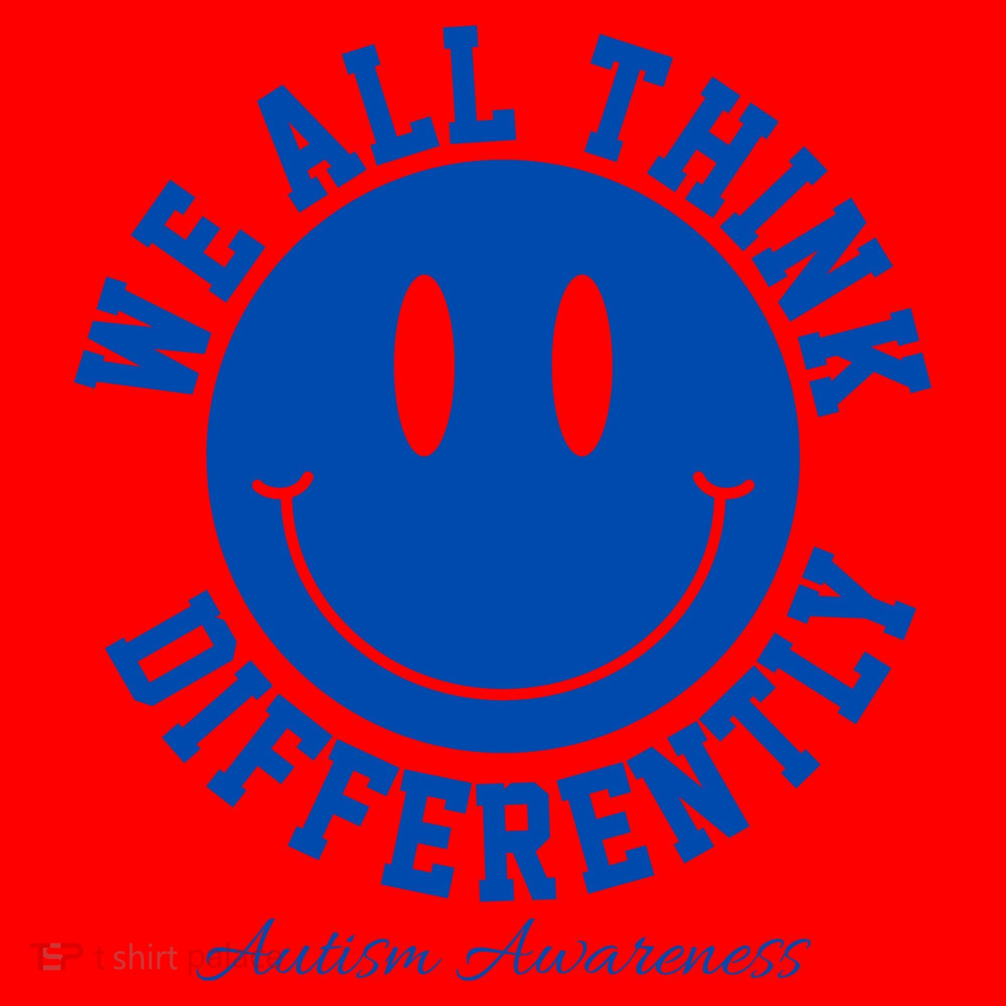 We All Think Differently Autism Awareness Smile Face Santa Hat