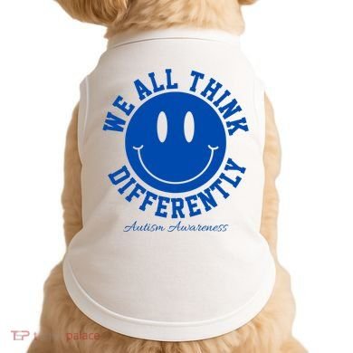 We All Think Differently Autism Awareness Smile Face Doggie Tank