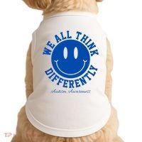 We All Think Differently Autism Awareness Smile Face Doggie Tank thumb 0