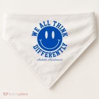 We All Think Differently Autism Awareness Smile Face USA-Made Doggie Bandana thumb 0