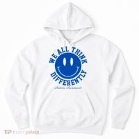 We All Think Differently Autism Awareness Smile Face Hoodie thumb 0
