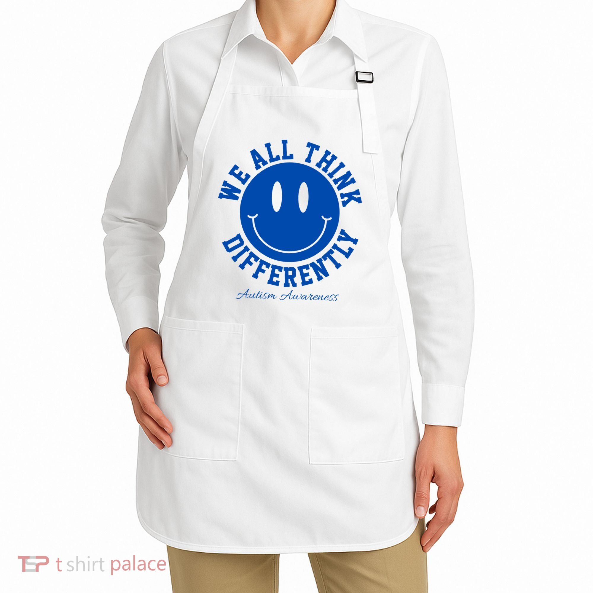 We All Think Differently Autism Awareness Smile Face Apron