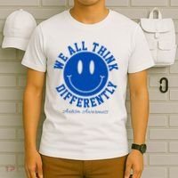 We All Think Differently Autism Awareness Smile Face T-Shirt thumb 6