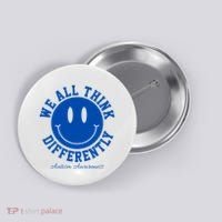 We All Think Differently Autism Awareness Smile Face Button thumb 0