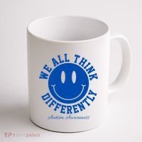 We All Think Differently Autism Awareness Smile Face Coffee Mug thumb 1