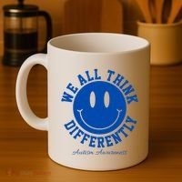 We All Think Differently Autism Awareness Smile Face Coffee Mug thumb 4