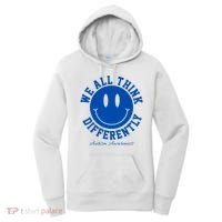 We All Think Differently Autism Awareness Smile Face Women's Hoodie thumb 0