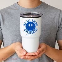 We All Think Differently Autism Awareness Smile Face Tumbler thumb 2