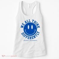 We All Think Differently Autism Awareness Smile Face Women's Tank Top thumb 0