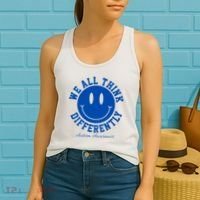 We All Think Differently Autism Awareness Smile Face Women's Tank Top thumb 2