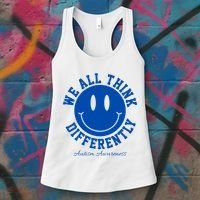 We All Think Differently Autism Awareness Smile Face Women's Tank Top thumb 3