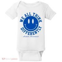 We All Think Differently Autism Awareness Smile Face Baby Bodysuit thumb 0