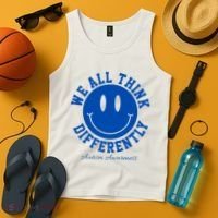 We All Think Differently Autism Awareness Smile Face Tank Top thumb 4