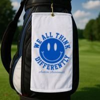 We All Think Differently Autism Awareness Smile Face Golf Towel thumb 2