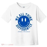 We All Think Differently Autism Awareness Smile Face Toddler T-Shirt thumb 0