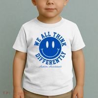 We All Think Differently Autism Awareness Smile Face Toddler T-Shirt thumb 2
