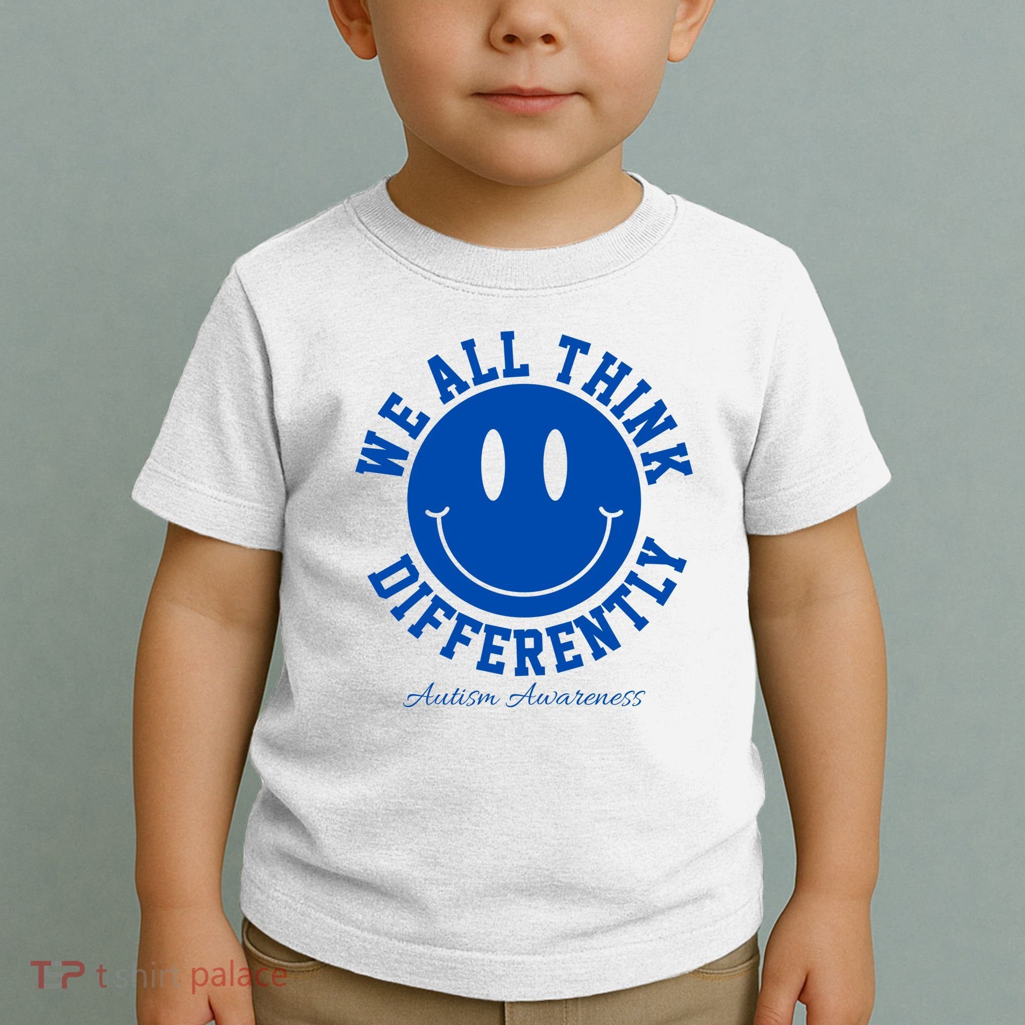 We All Think Differently Autism Awareness Smile Face Toddler T-Shirt