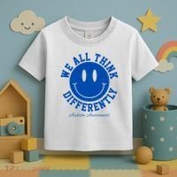 We All Think Differently Autism Awareness Smile Face Toddler T-Shirt thumb 3
