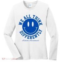 We All Think Differently Autism Awareness Smile Face Women's Long Sleeve Shirt thumb 0