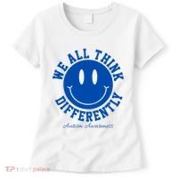 We All Think Differently Autism Awareness Smile Face Women's T-Shirt thumb 0