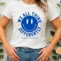 We All Think Differently Autism Awareness Smile Face Women's T-Shirt thumb 2
