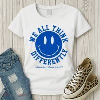 We All Think Differently Autism Awareness Smile Face Women's T-Shirt thumb 3