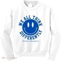We All Think Differently Autism Awareness Smile Face Kids Sweatshirt thumb 0