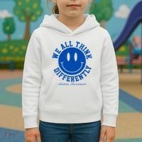 We All Think Differently Autism Awareness Smile Face Kids Hoodie thumb 3