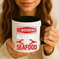 Warning Allergic To Seafood Shellfish Allergy Funny Gift Coffee Mug thumb 3