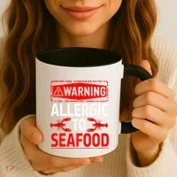 Warning Allergic To Seafood Shellfish Allergy Funny Gift Coffee Mug thumb 3