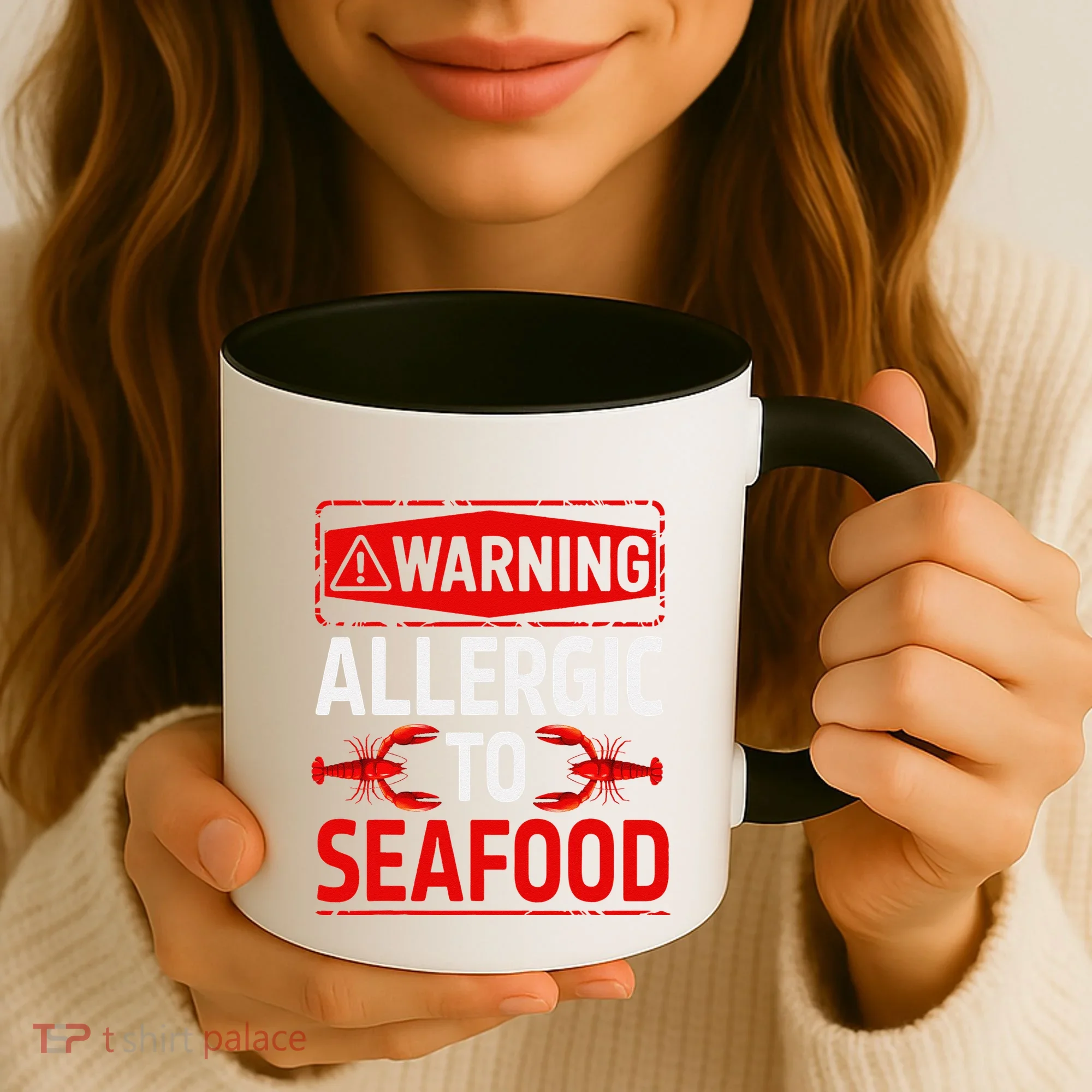 Warning Allergic To Seafood Shellfish Allergy Funny Gift Coffee Mug