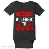 Warning Allergic To Seafood Shellfish Allergy Funny Gift Baby Bodysuit thumb 0