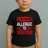 Warning Allergic To Seafood Shellfish Allergy Funny Gift Toddler T-Shirt thumb 2