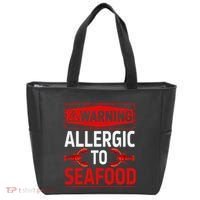 Warning Allergic To Seafood Shellfish Allergy Funny Gift Tote Bag thumb 0