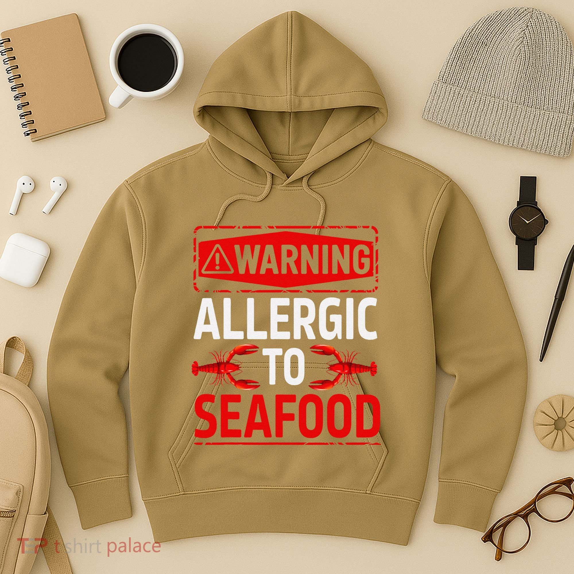 Warning Allergic To Seafood Shellfish Allergy Funny Gift Hoodie