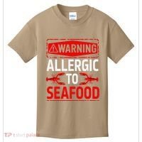 Warning Allergic To Seafood Shellfish Allergy Funny Gift Kids T-Shirt thumb 0