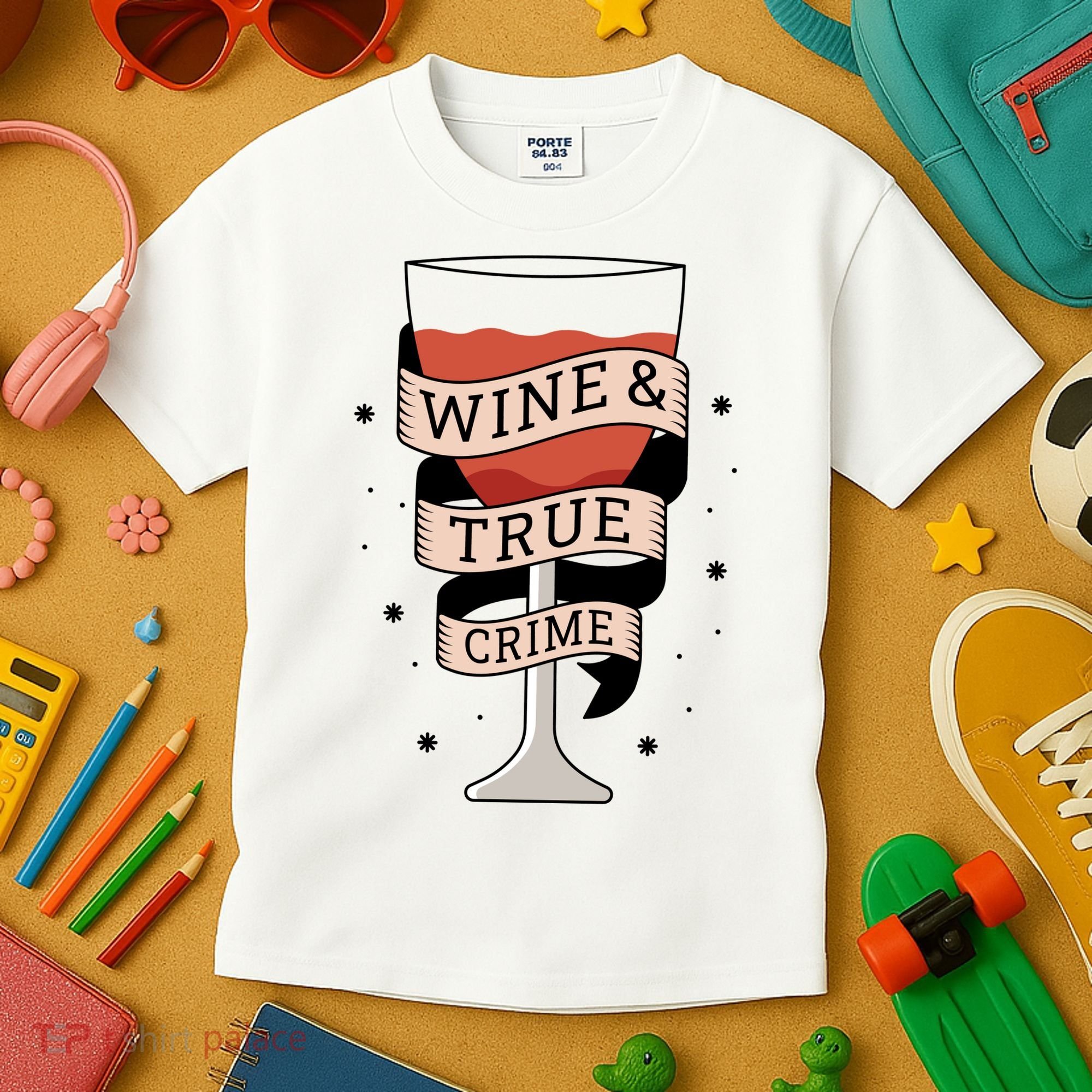 Wine And True Crime Kids T-Shirt