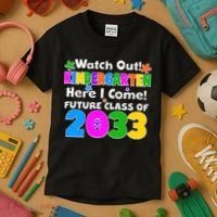 Watch Out! Kindergarten Here I Come! Future Class of 2033 Kids T-Shirt thumb 3