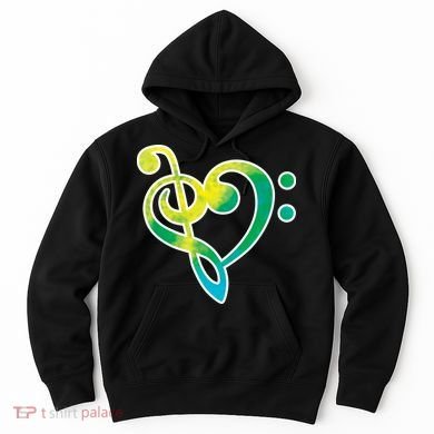 Watercolor Heart Bass Clef Hoodie