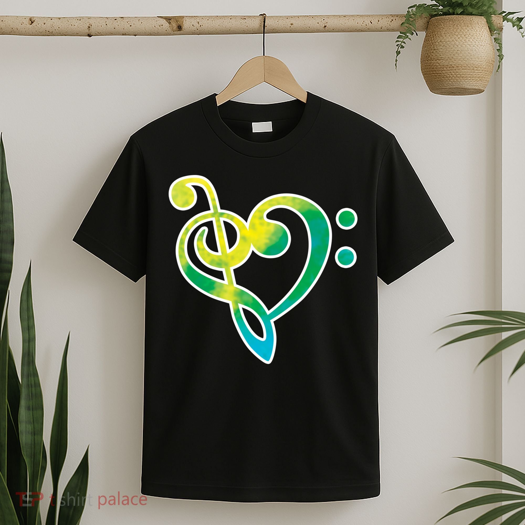 Watercolor Heart Bass Clef T-Shirt