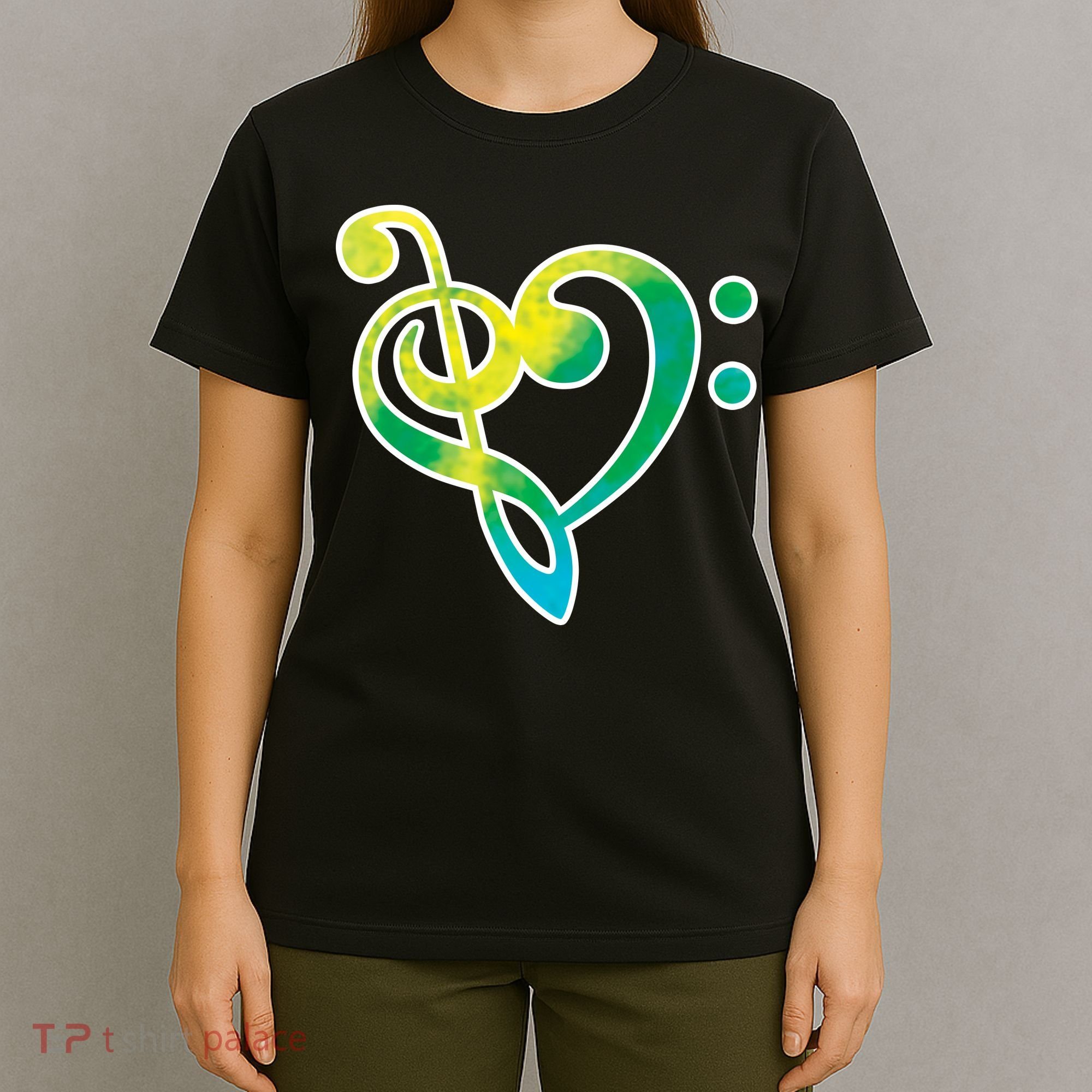 Watercolor Heart Bass Clef T-Shirt