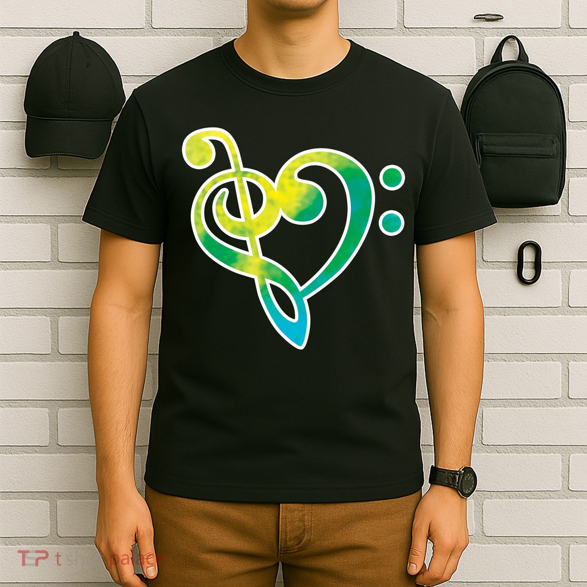 Watercolor Heart Bass Clef T-Shirt
