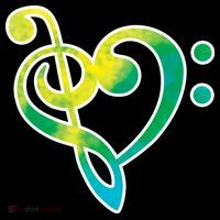 Watercolor Heart Bass Clef T-Shirt thumb 7