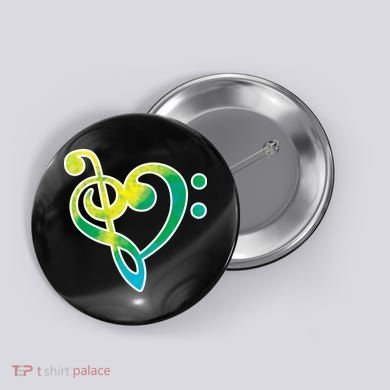 Watercolor Heart Bass Clef Button