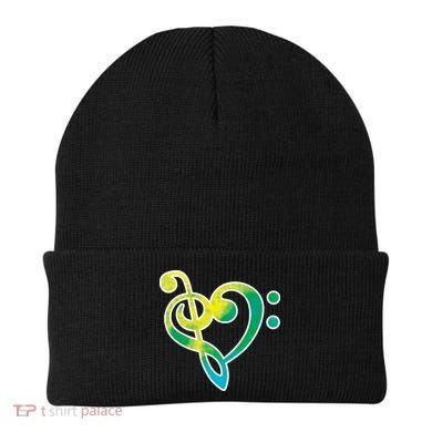 Watercolor Heart Bass Clef Beanie