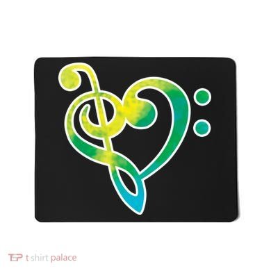 Watercolor Heart Bass Clef Mousepad