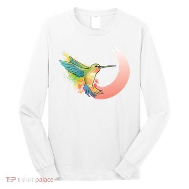 Watercolor Hummingbird Long Sleeve Shirt