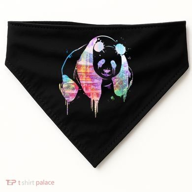 Watercolor Panda Bear Double Exposure USA-Made Doggie Bandana