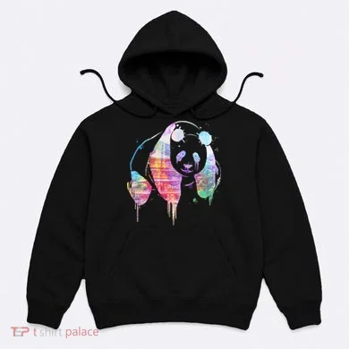Watercolor Panda Bear Double Exposure Hoodie