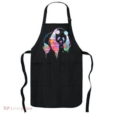 Watercolor Panda Bear Double Exposure Apron